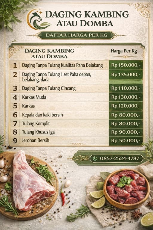 Supplier Daging Kambing Bersertifikat Halal & NKV Standar Aman untuk Usaha Kuliner
